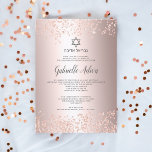 Rose gold glitter confetti hebrew name Bat Mitzvah Invitation<br><div class="desc">Elegant rose gold glitter metallic foil and confetti Star of David with  Hebrew name Bat Mitzvah and rose gold glitter confetti. A simple and chic invitation.</div>