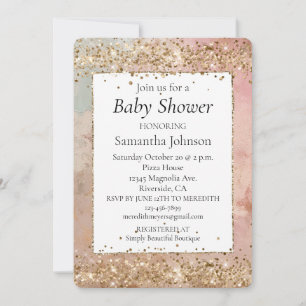 Rose Gold Glitter Confetti Invitation