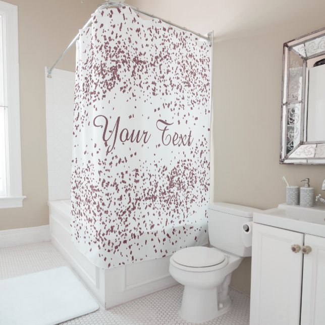 Rose Gold glitter confetti Shower Curtain (In Situ)