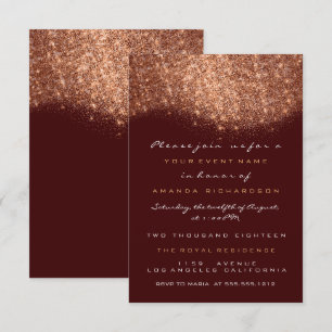 Rose Gold Glitter Copper Burgund Formal Invitation