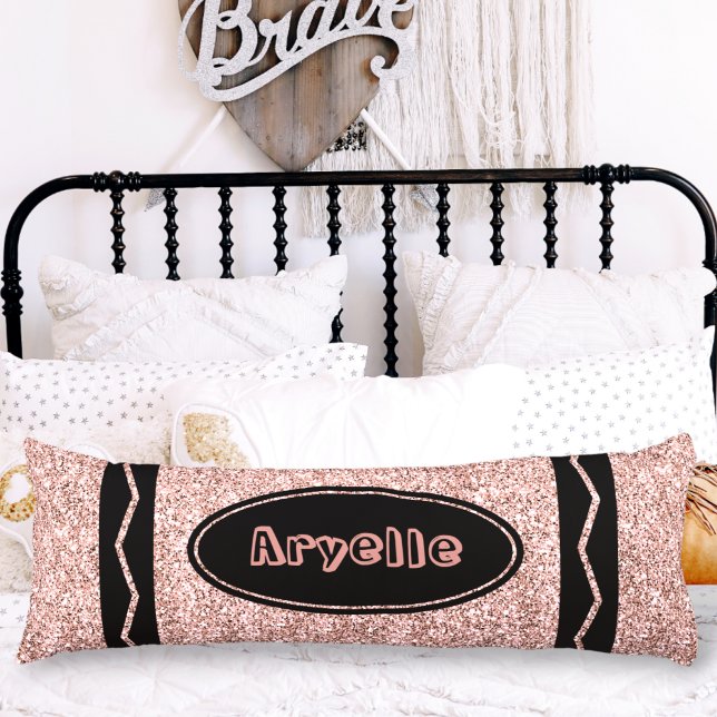 Rose Gold Glitter Crayon Custom Name Body Pillow (Creator Uploaded)