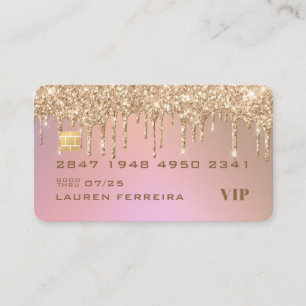 Rose Gold Glitter Credit Card Style Business Card