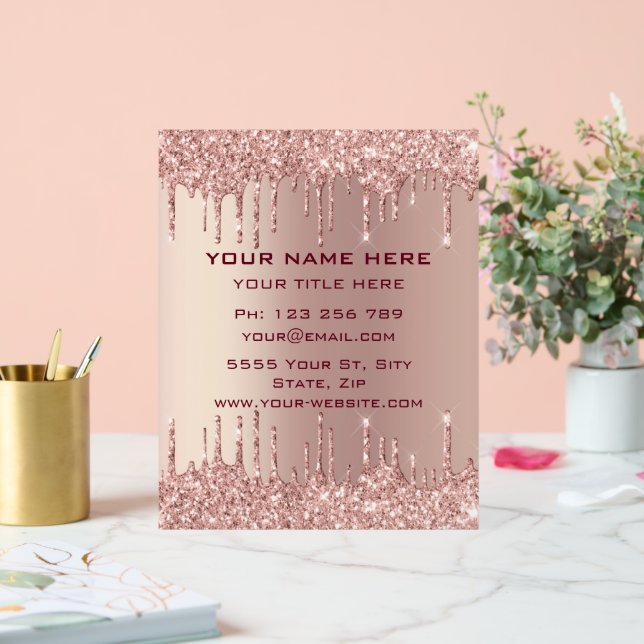Rose Gold Glitter Custom Business Acrylic Sign (Wedding)