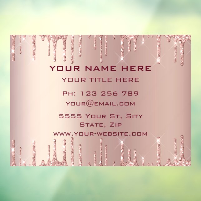 Rose Gold Glitter Custom Business Window Cling (Sheet 3)