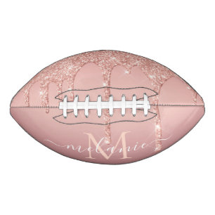 Rose Gold Glitter Custom Letter Name Football Gift American Football
