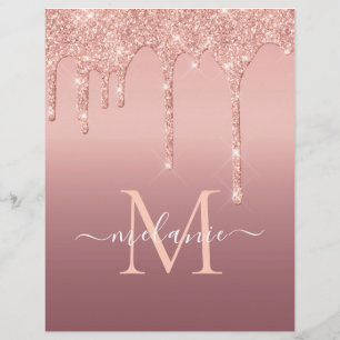 Rose Gold Glitter Custom Letter Name Letterhead