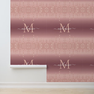 Rose Gold Glitter Custom Letter Name Personalised Wallpaper