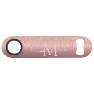 Rose Gold Glitter Custom Letter Your Name Bar Key