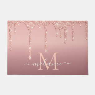 Rose Gold Glitter Custom Letter Your Name Doormat