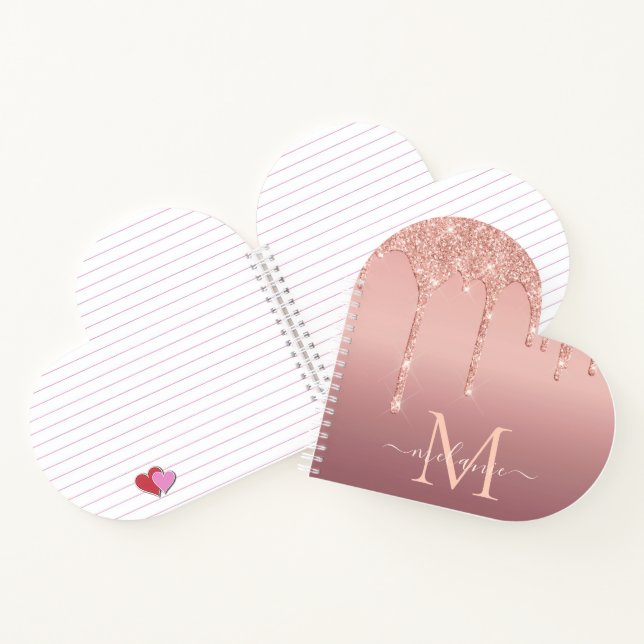 Rose Gold Glitter Custom Letter Your Name Notebook (Inside)