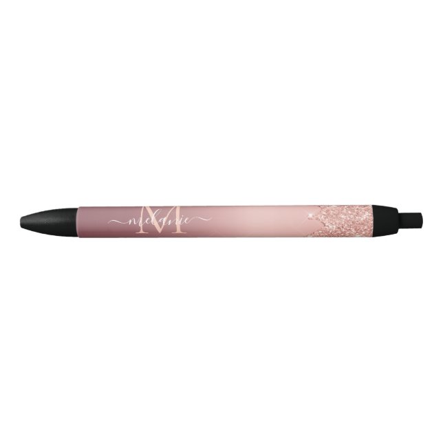 Rose Gold Glitter Custom Letter Your Name Pen Gift (Front)