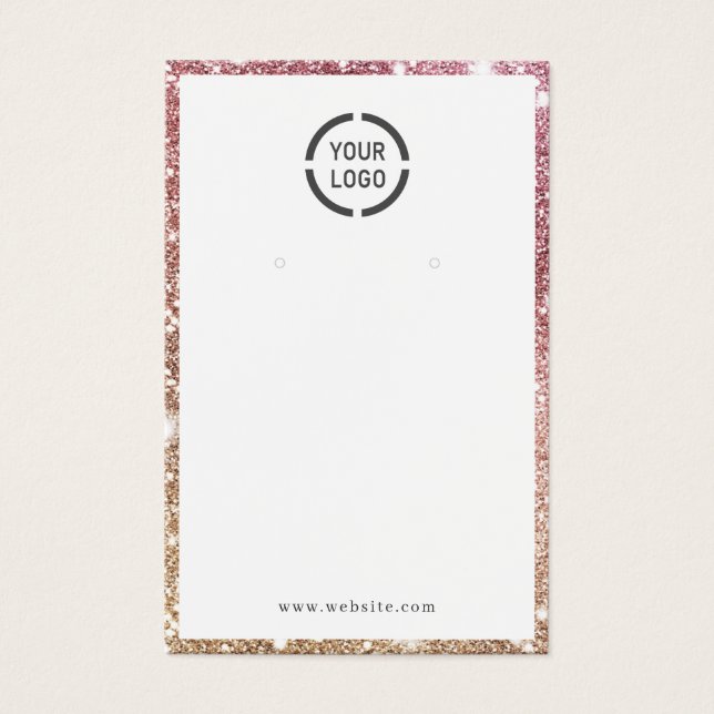 Rose gold glitter custom logo earring display (Front)