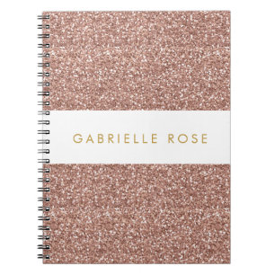 Rose Gold Glitter Custom Name or Text Notebook