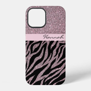 Rose Gold Glitter Custom Name Personalised Pink iPhone 12 Case
