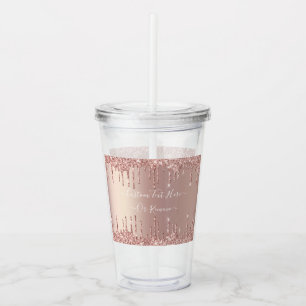 Rose Gold Glitter Custom Text Acrylic Tumbler