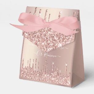 Rose Gold Glitter Custom Text Favour or Gift Boxes