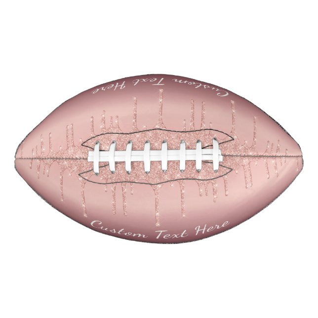 Rose Gold Glitter Custom Text Football Your Design American Football (Front)