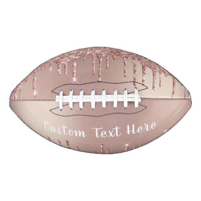 Rose Gold Glitter Custom Text Gift Football American Football (Front)