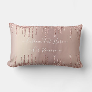 Rose Gold Glitter Custom Text Lumbar Pillow