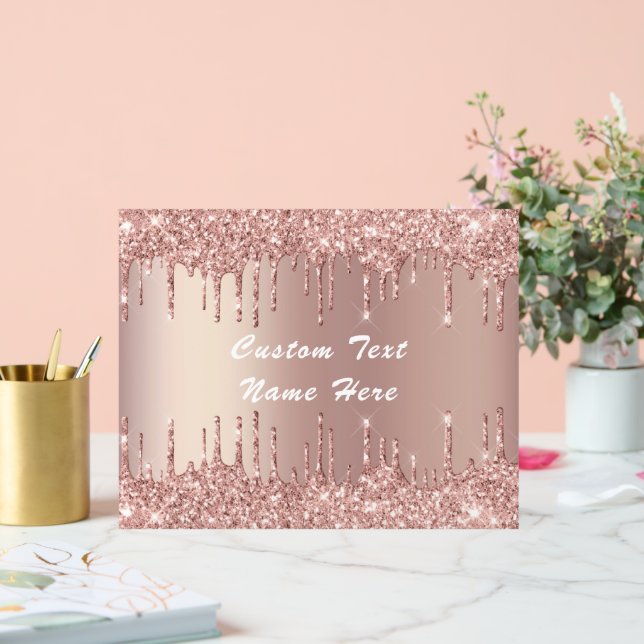 Rose Gold Glitter Custom Text Name Acrylic Sign (Wedding)