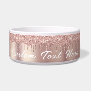 Rose Gold Glitter Custom Text Name Bowl