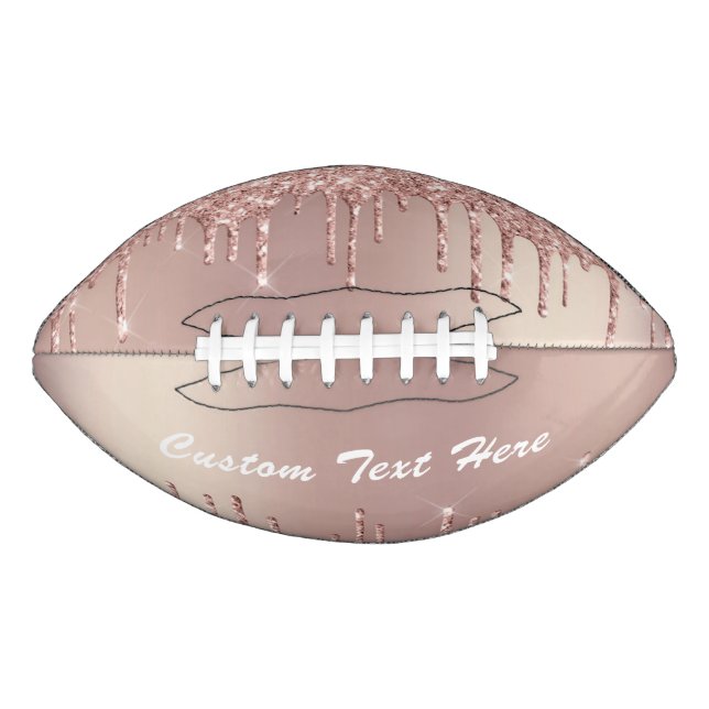 Rose Gold Glitter Custom Text Name Football American Football (Front)