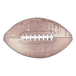 Rose Gold Glitter Custom Text Name Gift Football American Football