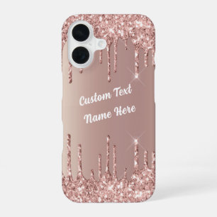 Rose Gold Glitter Custom Text Name iPhone Case