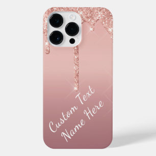 Rose Gold Glitter Custom Text Name iPhone Case