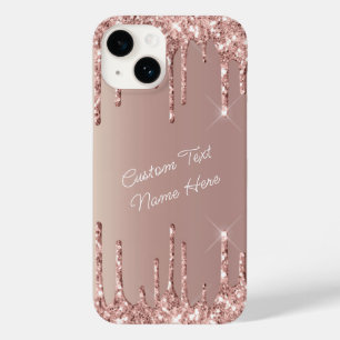 Rose Gold Glitter Custom Text Name iPhone Case