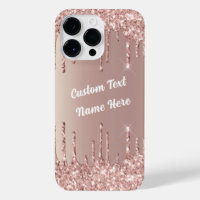 Rose Gold Glitter Custom Text Name iPhone Case