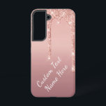 Rose Gold Glitter Custom Text Name Personalised Samsung Galaxy Case<br><div class="desc">Samsung Galaxy Cases or iPhone Cases with Custom Text Rose Gold Blush Glitter Sparkle Drips Pink Wedding or Party Supplies / Gift - Add Your Unique Text / Name or Remove Text - Make Your Special Phone Cases Gift - Resize and move or remove and add text / elements with...</div>