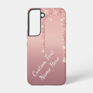 Rose Gold Glitter Custom Text Name Personalised Samsung Galaxy Case