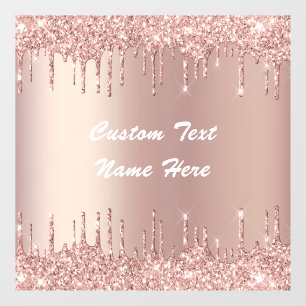Rose Gold Glitter Custom Text Name Window Cling