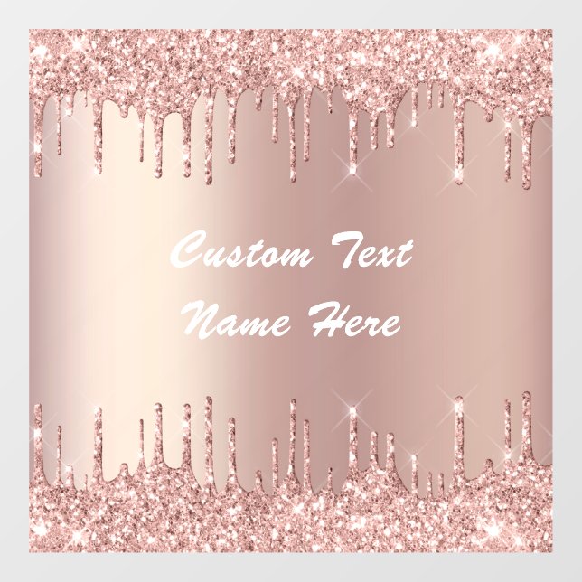 Rose Gold Glitter Custom Text Name Window Cling (Sheet)