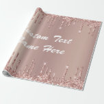 Rose Gold Glitter Custom Text Name Wrapping Paper<br><div class="desc">Wrapping Paper with Rose Gold Blush Glitter Sparkle Drips Custom Text Pink Modern - Add Your Unique Text or Remove Text - Make Your Special Gift - Resize and move or remove and add text / elements with customisation tool. Design by MIGNED. Please see my other projects. You can also...</div>