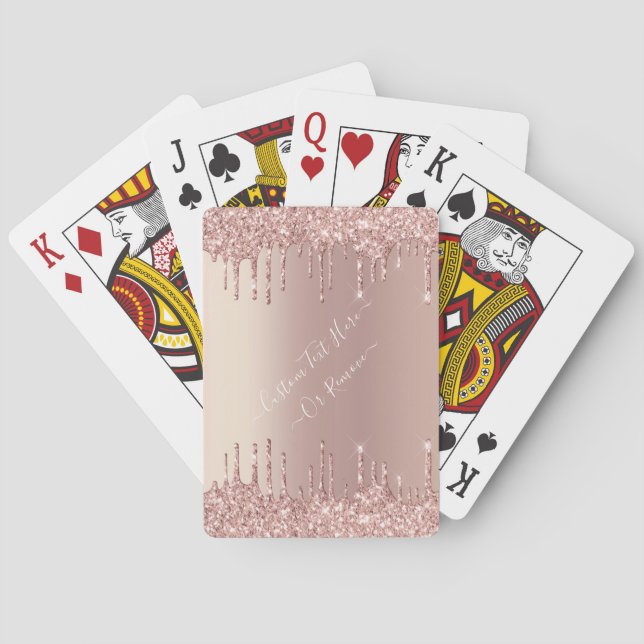 Rose Gold Glitter Custom Text Playing Cards (Back)
