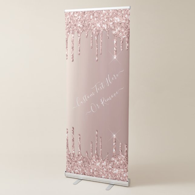 Rose Gold Glitter Custom Text Retractable Banner (3/4)