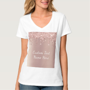 Rose Gold Glitter Custom Text T-Shirt
