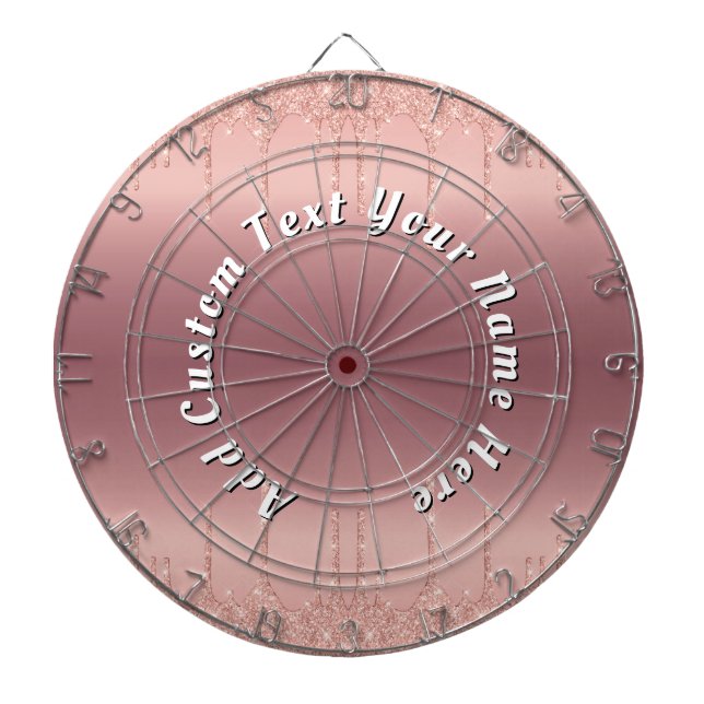 Rose Gold Glitter Custom Text Your Name Dart Board (Front)