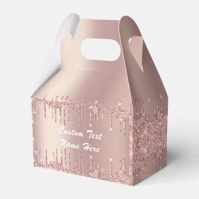 Rose Gold Glitter Custom Text Your Name Gift Box (Back Side)