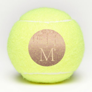 Rose Gold Glitter Custom Your Letter Tennis Balls