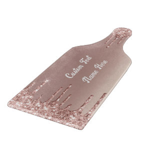 Rose Gold Glitter Cutting Board with Custom Text