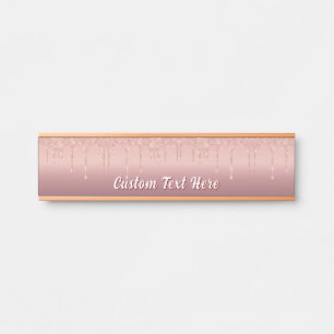 Rose Gold Glitter Desk Name Plate Personalised