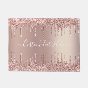 Rose Gold Glitter Doormat with Custom Text