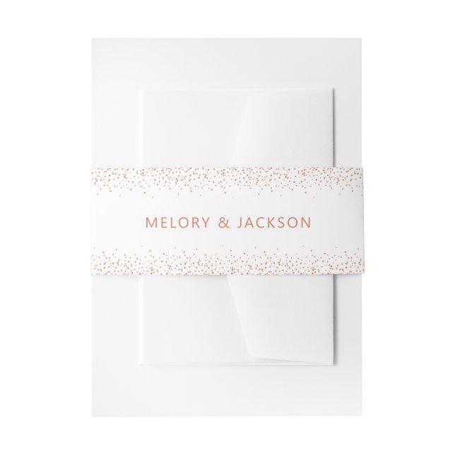 Rose Gold glitter dots Invitation Belly Band (Front Example)