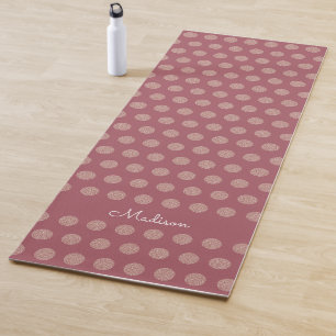 Rose Gold Glitter Dots Personalised Yoga Mat