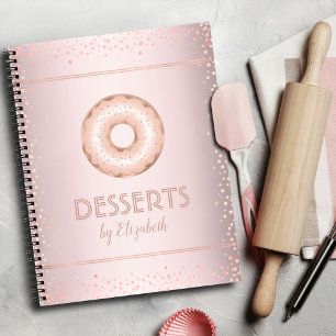 Rose gold glitter doughnuts recipe cookbook  notebook