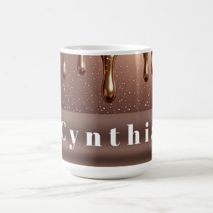 Rose Gold Glitter Drip Custom name Coffee Mug