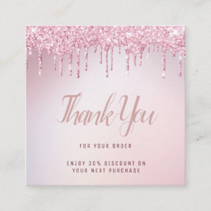 rose gold glitter drip thank you insert